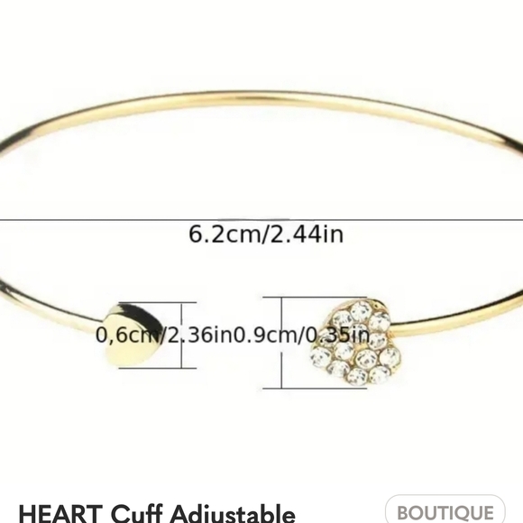Gold Heart Bangle Bracelet - Picture 3 of 3